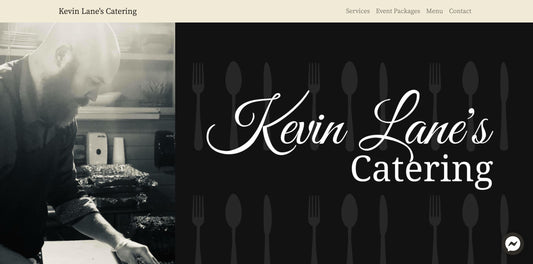 screenshot of kevin lane's catering website