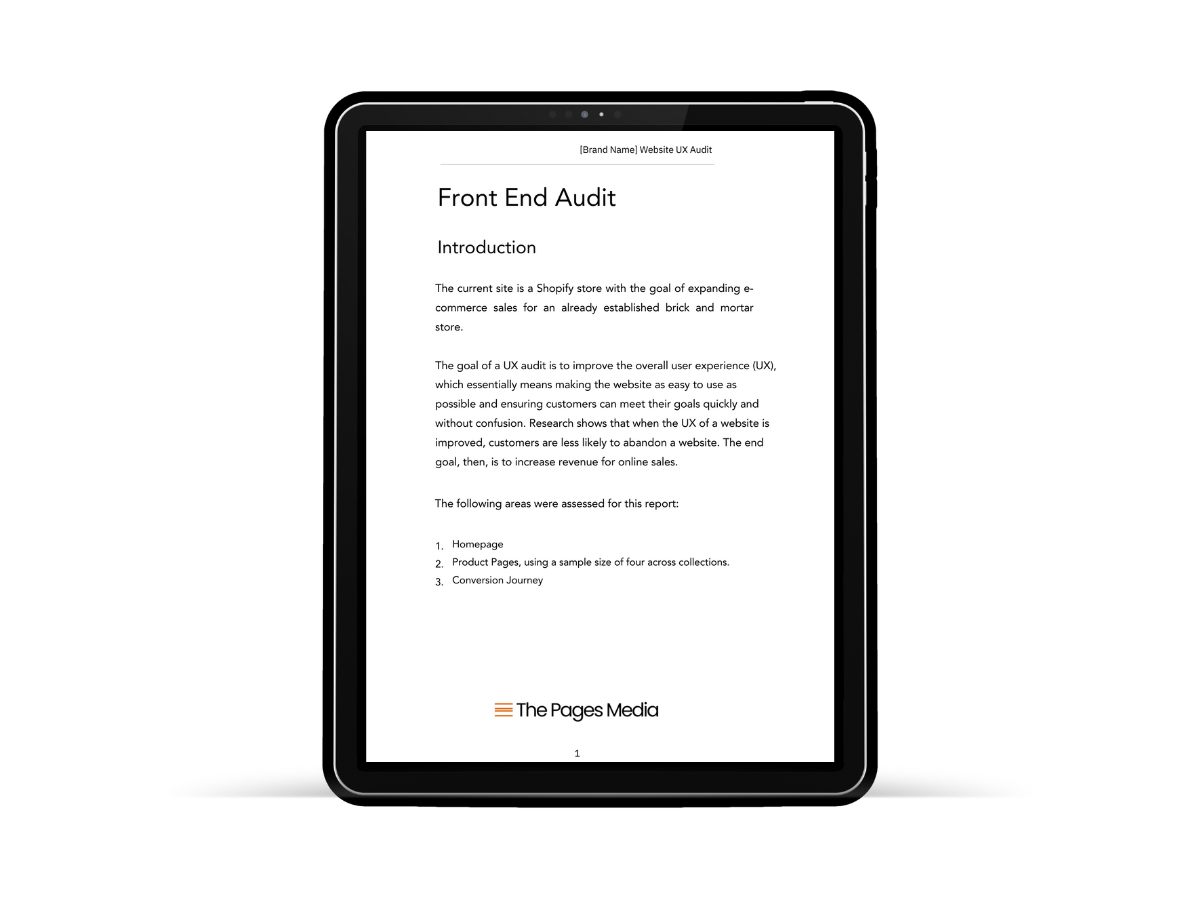 ux audit report showing on tablet