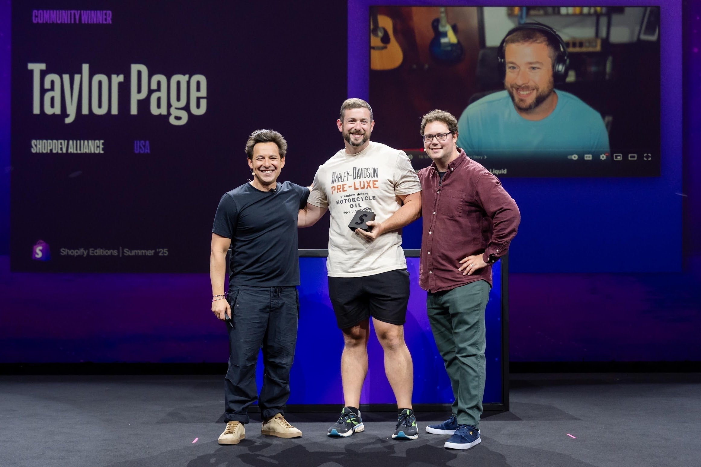 taylor page with shopify employees harley finkelstein and liam griffin