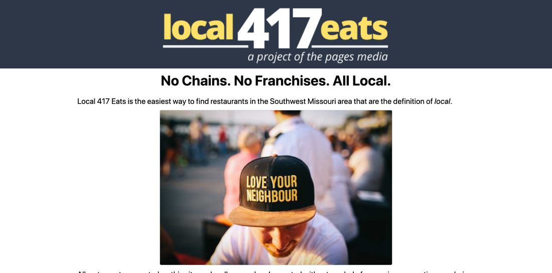 screenshot of local 417 eats website