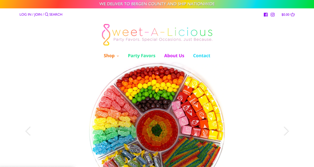 screenshot of sweetalicious website